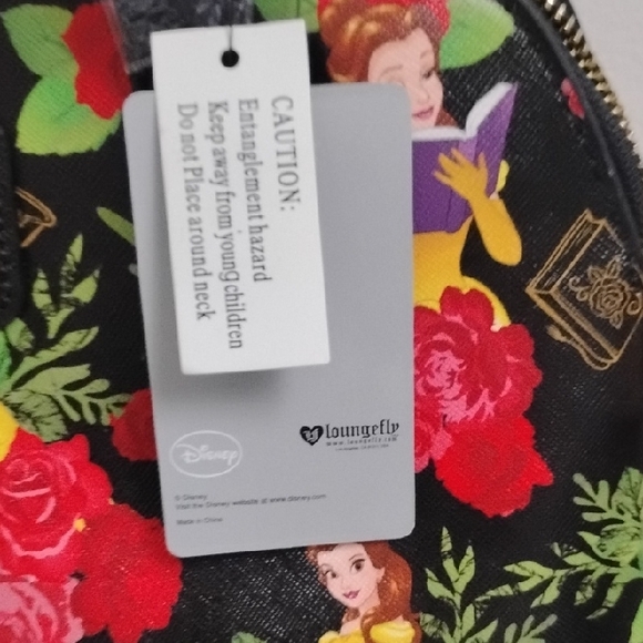 Disney Loungefly Beauty And The Beast Princess Black and Red Floral Satchel Set - Picture 5 of 16